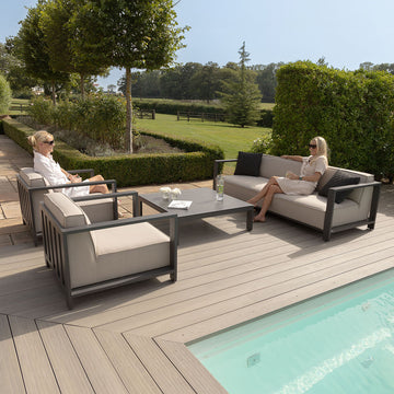 Maze - Outdoor Fabric Ibiza 3 Seat Sofa Set with Square Coffee Table - Oatmeal - Blythe Living