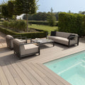Maze - Outdoor Fabric Ibiza 3 Seat Sofa Set with Square Coffee Table - Oatmeal - Blythe Living