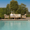Maze - Porto Rope Weave 3 Seat Sofa Set with Pair of Round Coffee Tables & Armchairs - Blythe Living