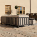 Maze - Outdoor Fabric Ibiza Small Corner Sofa Set with Round Coffee Table & 3 Footstools - Oatmeal - Blythe Living