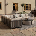 Maze - Outdoor Fabric Ibiza Large Corner Sofa Set with Round Coffee Table & 3 Footstools - Oatmeal - Blythe Living