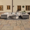 Maze - Outdoor Fabric Ibiza U Shape Sofa Set with Round Coffee Table & 3 Footstools - Oatmeal - Blythe Living