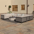Maze - Outdoor Fabric Ibiza U Shape Sofa Set with Round Coffee Table & 3 Footstools - Oatmeal - Blythe Living