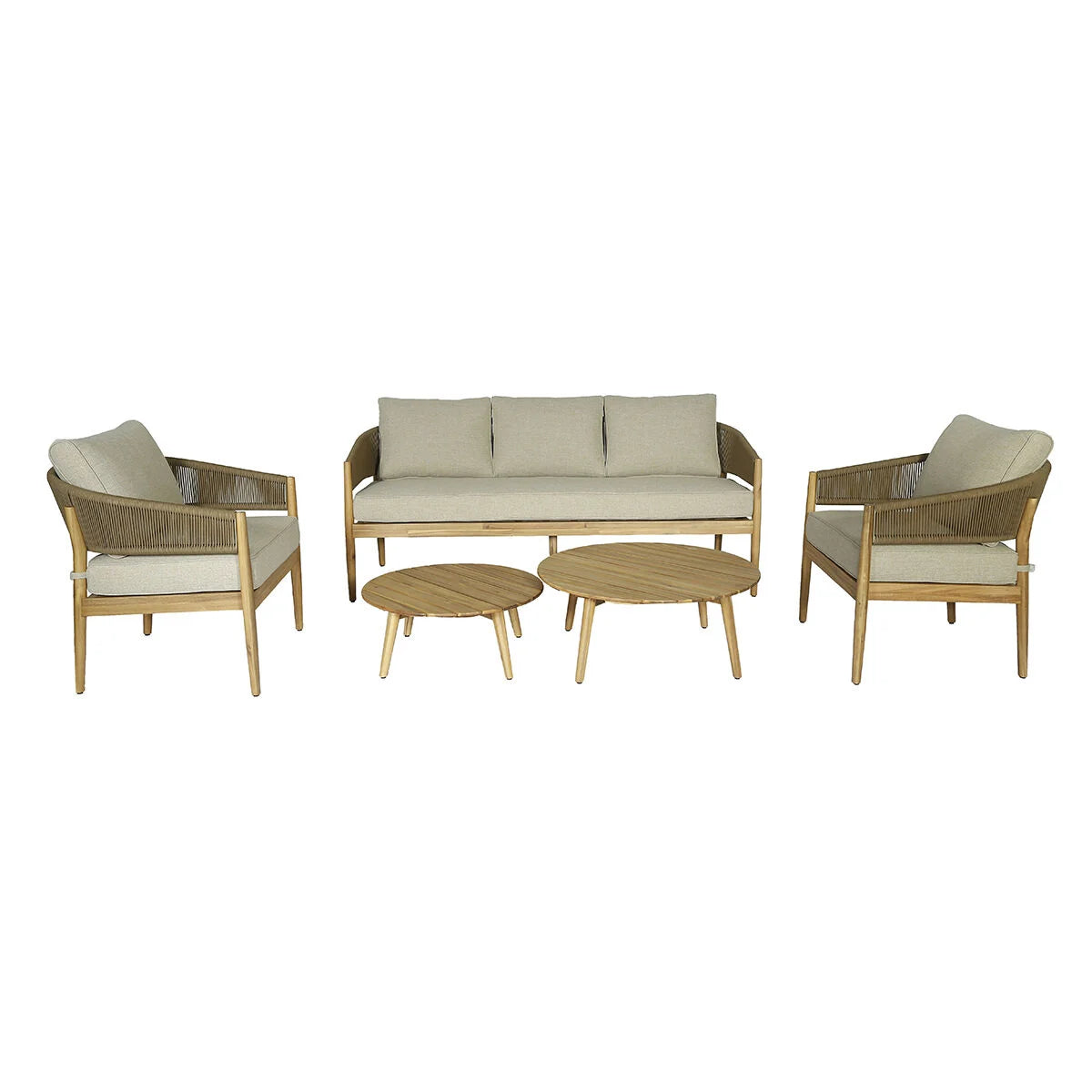 Maze - Porto Rope Weave 3 Seat Sofa Set with Pair of Round Coffee Tables & Armchairs - Blythe Living