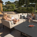 Maze - Outdoor Fabric Pulse U Shape Corner Dining Set with Rising Table - Oatmeal - Blythe Living