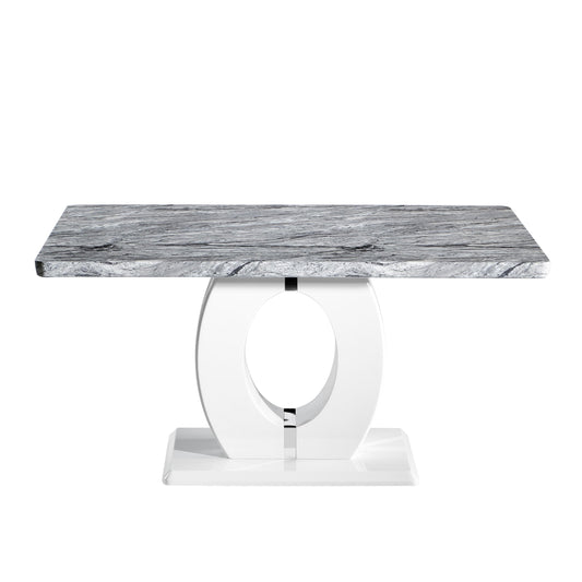 Neptune Medium Marble Effect Grey/White Dining Table - Blythe Living