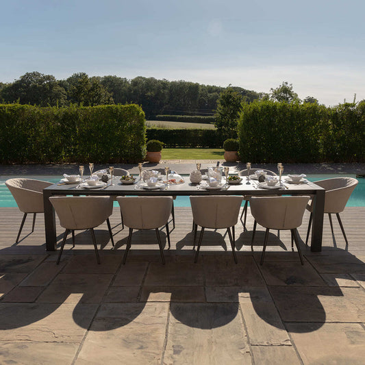 Maze - Outdoor Fabric Ambition 6 - 10 Seat Extending Dining Set - Oatmeal - Blythe Living