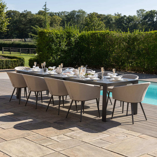 Maze - Outdoor Fabric Ambition 6 - 10 Seat Extending Dining Set - Oatmeal - Blythe Living
