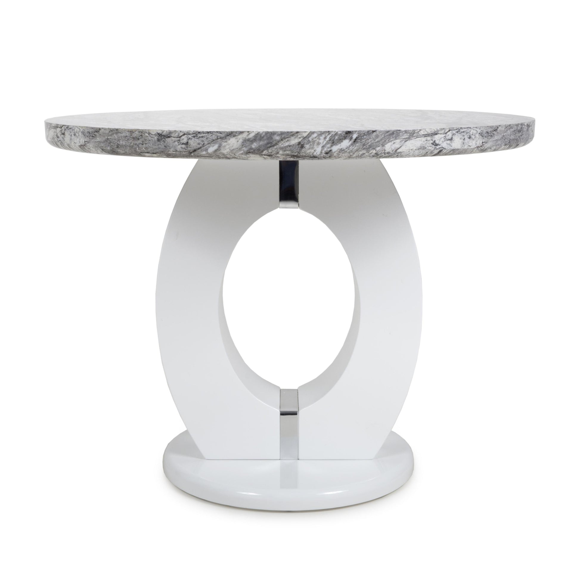 Neptune Round Marble Effect Grey/White Dining Table - Blythe Living
