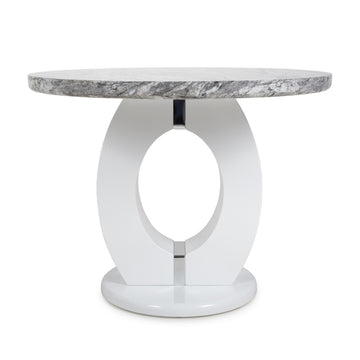 Neptune Round Marble Effect Grey/White Dining Table - Blythe Living