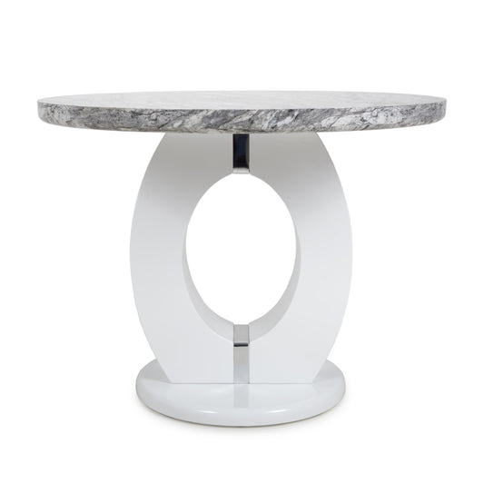 Neptune Round Marble Effect Grey/White Dining Table - Blythe Living