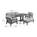 Maze - New York 3 Seat Sofa Aluminium Sofa Set with Rising Table - Dove Grey - Blythe Living