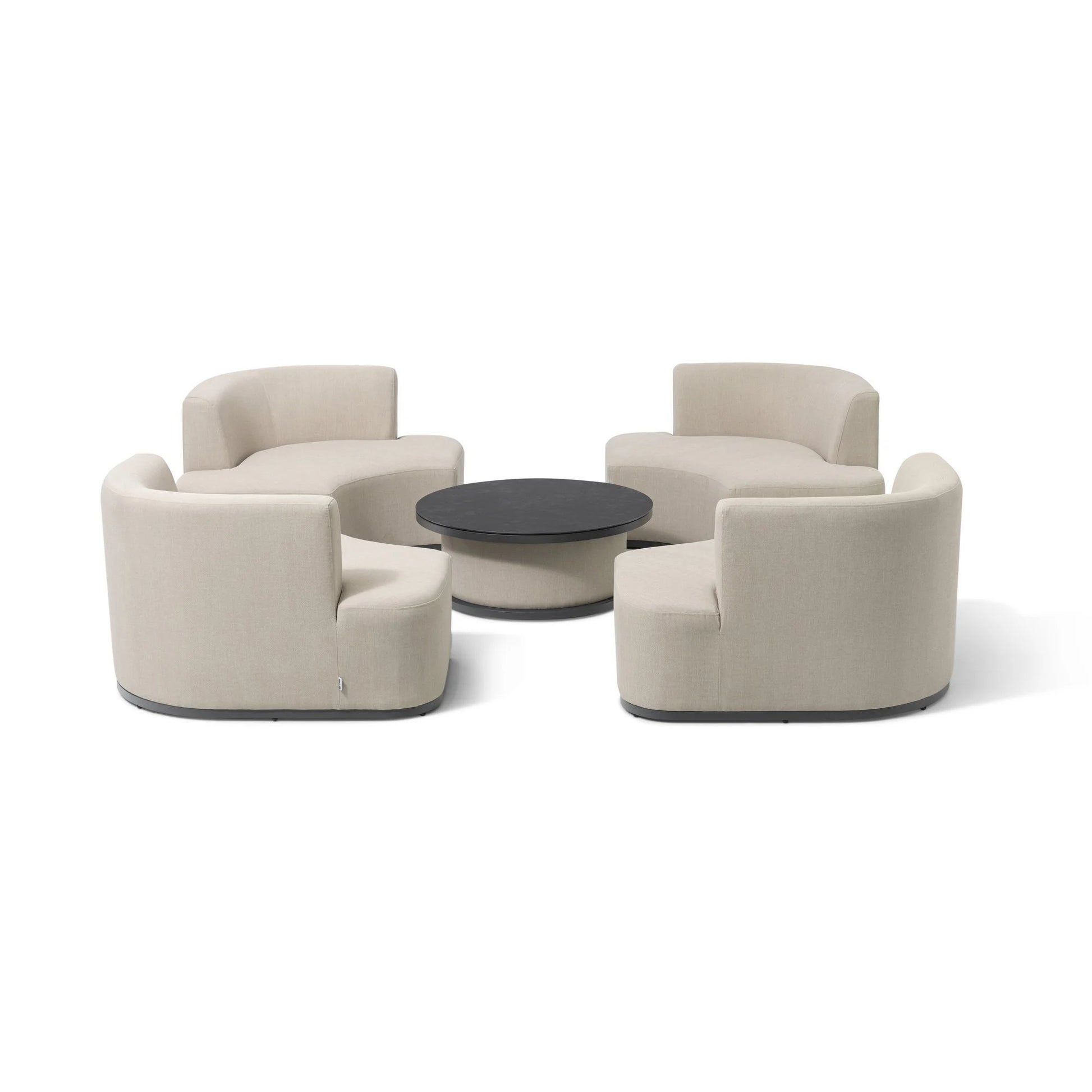 Maze - Outdoor Fabric Snug Lifestyle Suite with Rising Table - Oatmeal - Blythe Living
