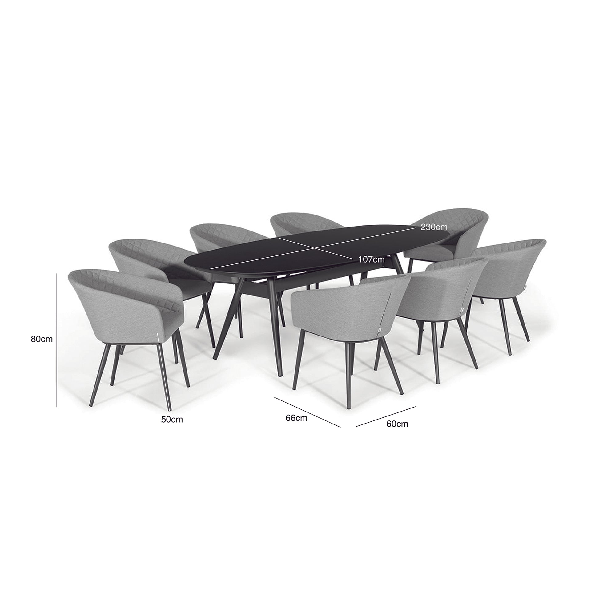 Maze - Outdoor Fabric Ambition 8 Seat Oval Dining Set - Flanelle - Blythe Living