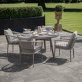 Maze - Monaco Rope Weave 4 Seat Round Dining Set with Lazy Susan - Cool Linen - Blythe Living