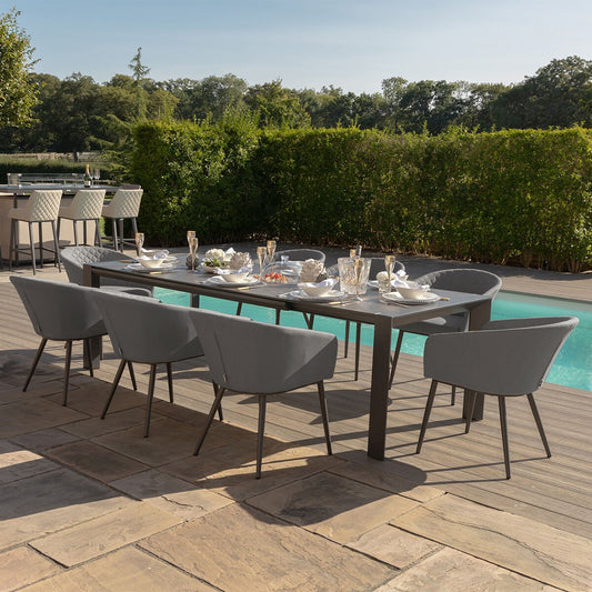 Maze - Outdoor Fabric Ambition 6 - 10 Seat Extending Dining Set - Flanelle - Blythe Living