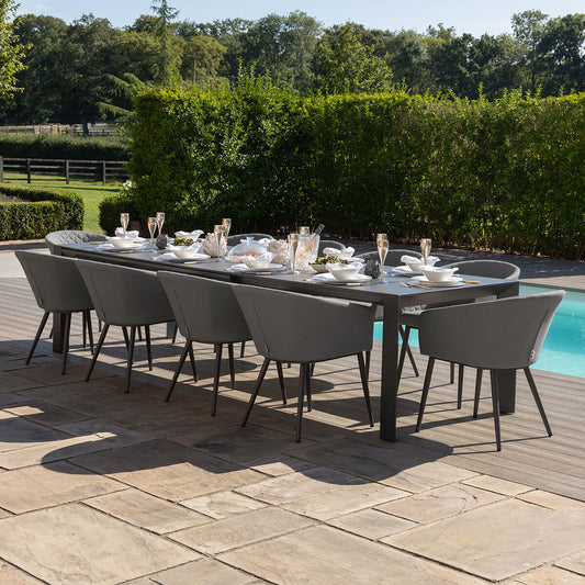 Maze - Outdoor Fabric Ambition 6 - 10 Seat Extending Dining Set - Flanelle - Blythe Living