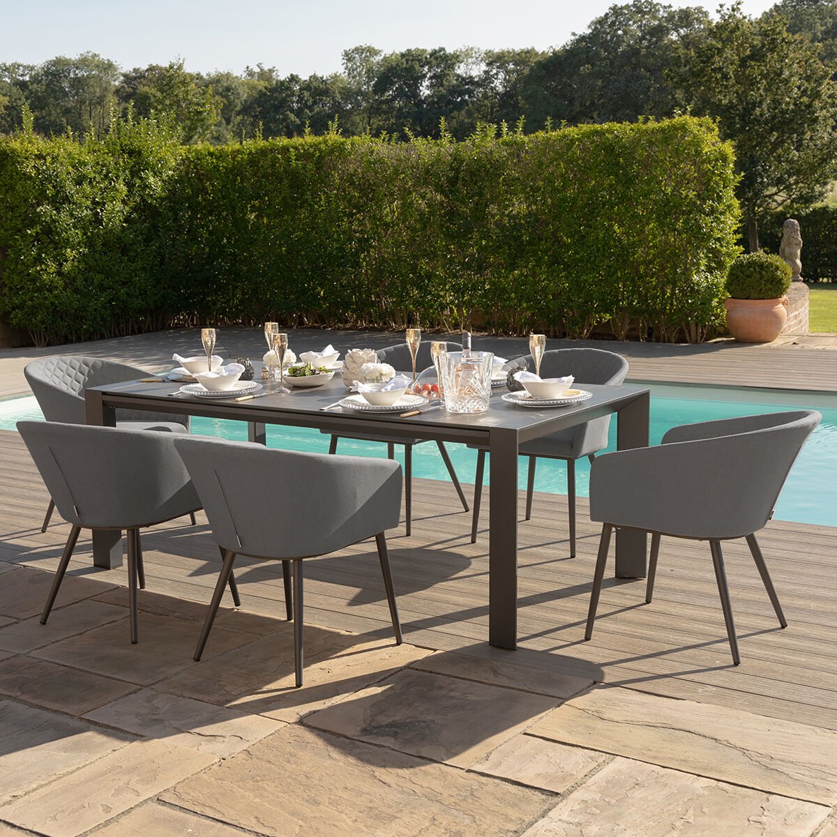 Maze - Outdoor Fabric Ambition 6 - 10 Seat Extending Dining Set - Flanelle - Blythe Living