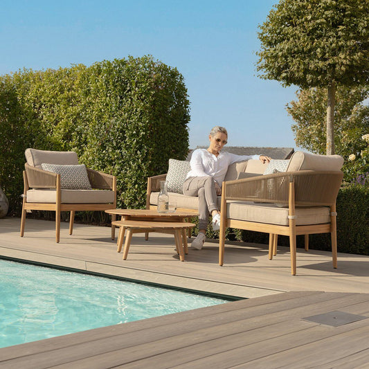 Maze - Porto Rope Weave 2 Seat Sofa Set with Pair of Round Coffee Tables & Armchairs - Blythe Living