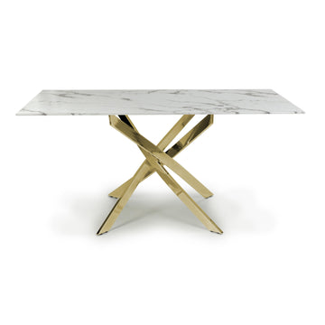 Astoria Medium 1.6m White/Gold Dining Table - Blythe Living