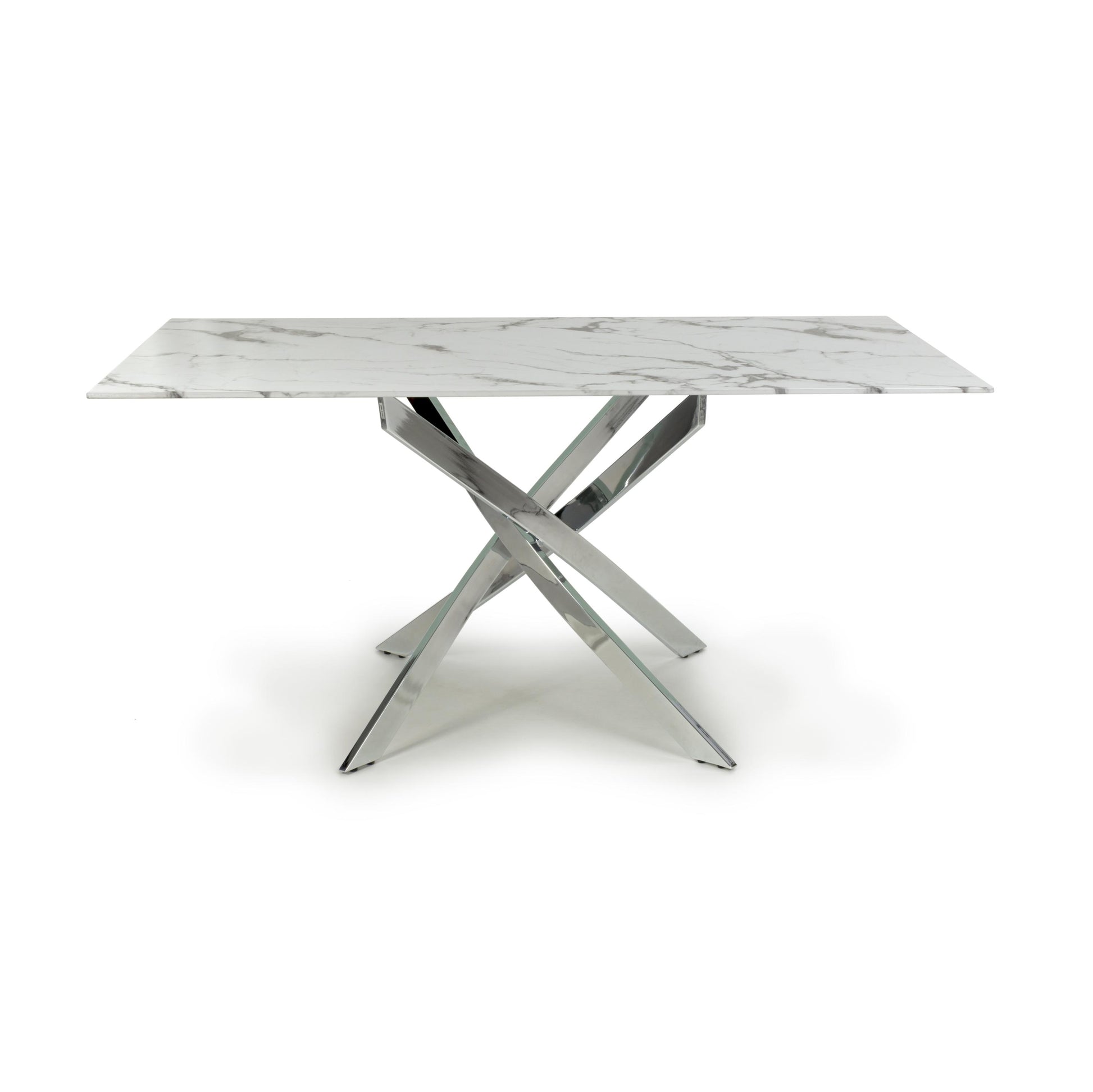 Astoria Medium 1.6m White/Chrome Dining Table - Blythe Living