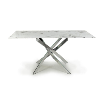 Astoria Medium 1.6m White/Chrome Dining Table - Blythe Living