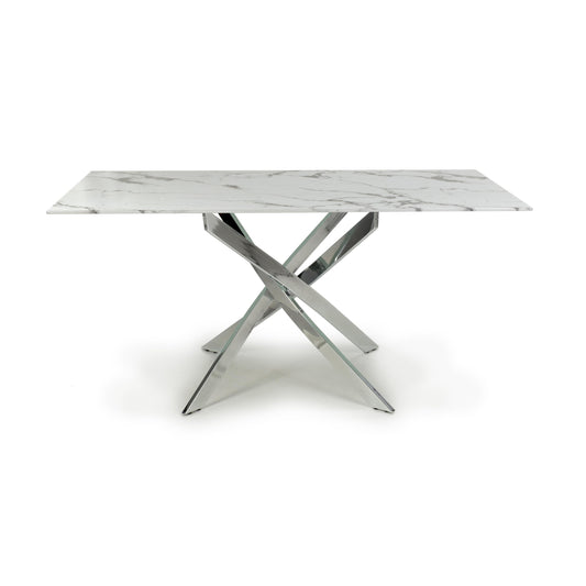 Astoria Medium 1.6m White/Chrome Dining Table - Blythe Living