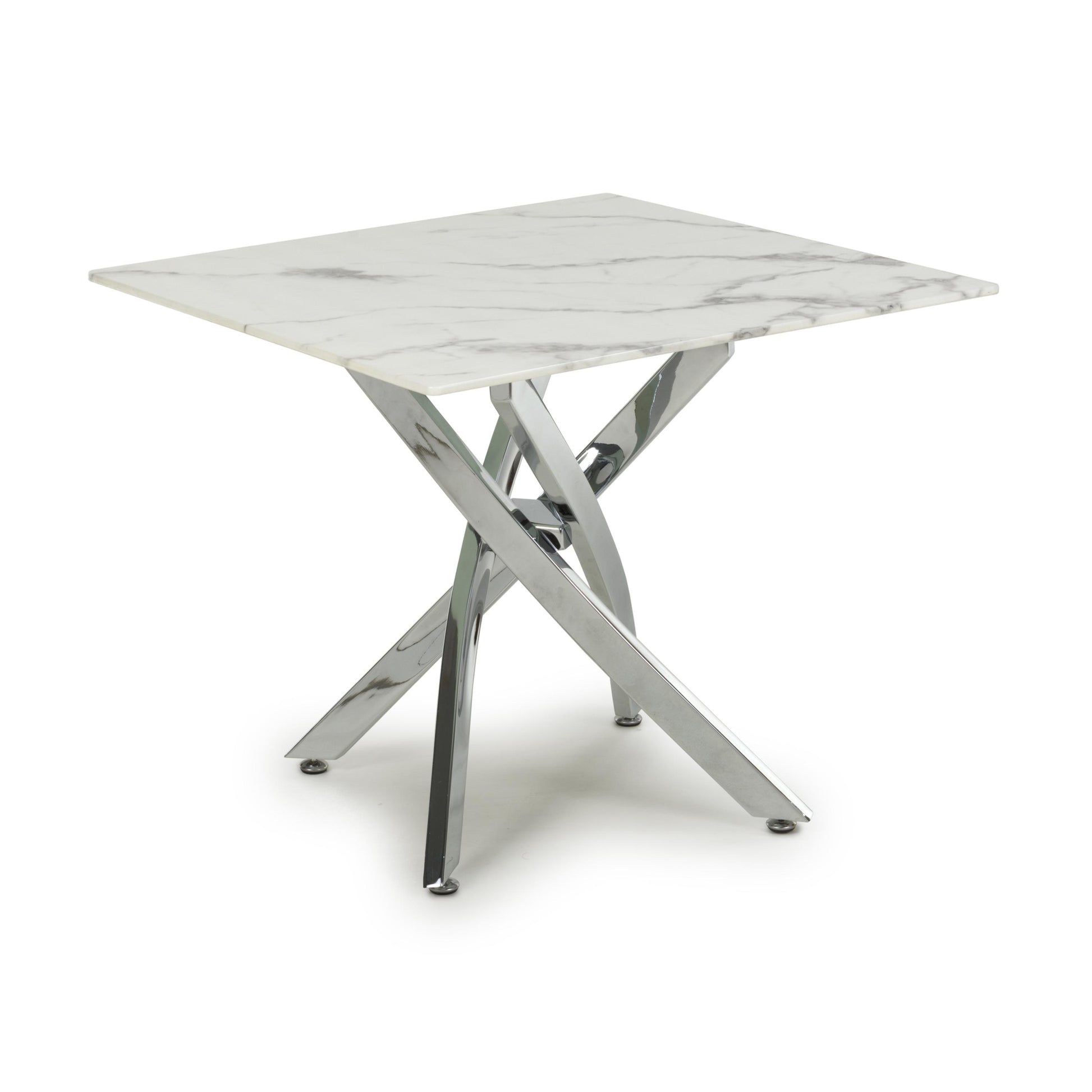 Astoria Square White/Chrome End Table - Blythe Living
