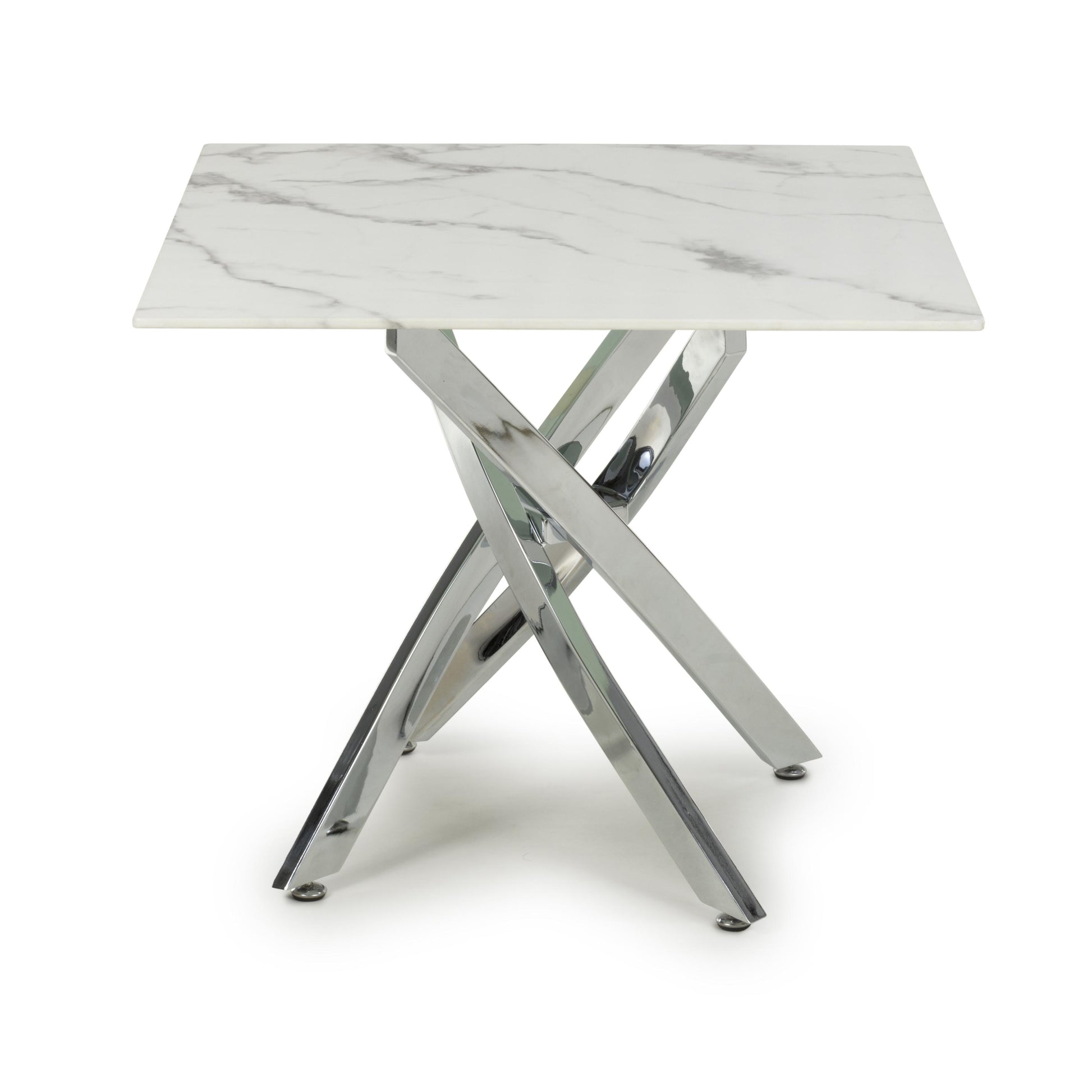 Astoria Square White/Chrome End Table - Blythe Living