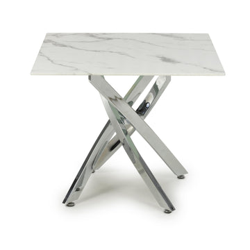Astoria Square White/Chrome End Table - Blythe Living
