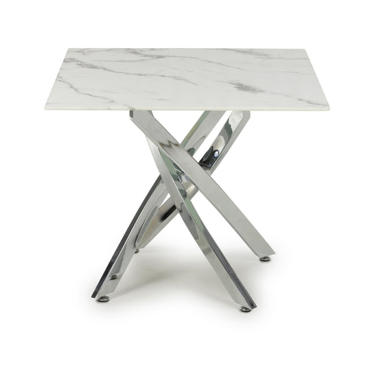 Astoria Square White/Chrome End Table - Blythe Living