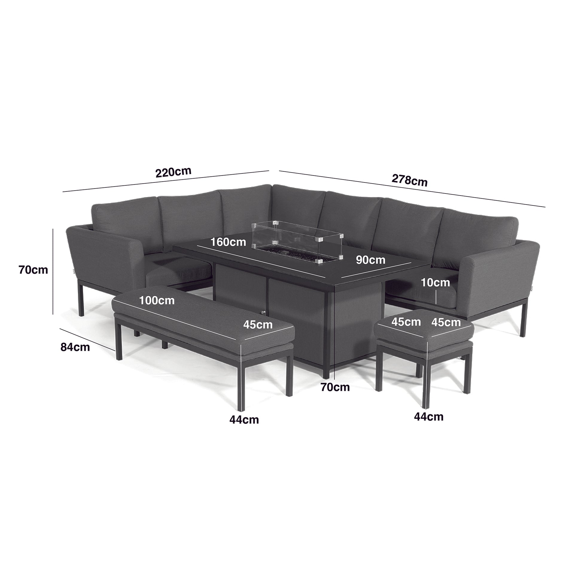 Maze - Pulse Rectangular Corner Dining Set with Fire Pit Table - Oatmeal - Blythe Living