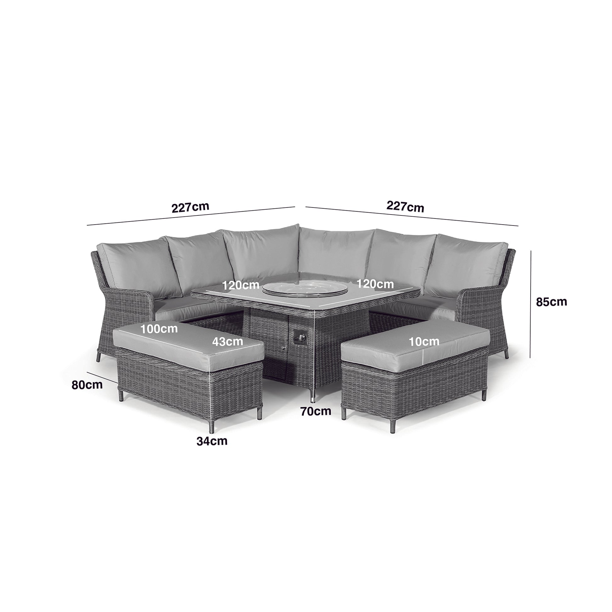 Maze - Winchester Royal Rattan Corner Dining Sofa Set with Fire Pit Table - Blythe Living