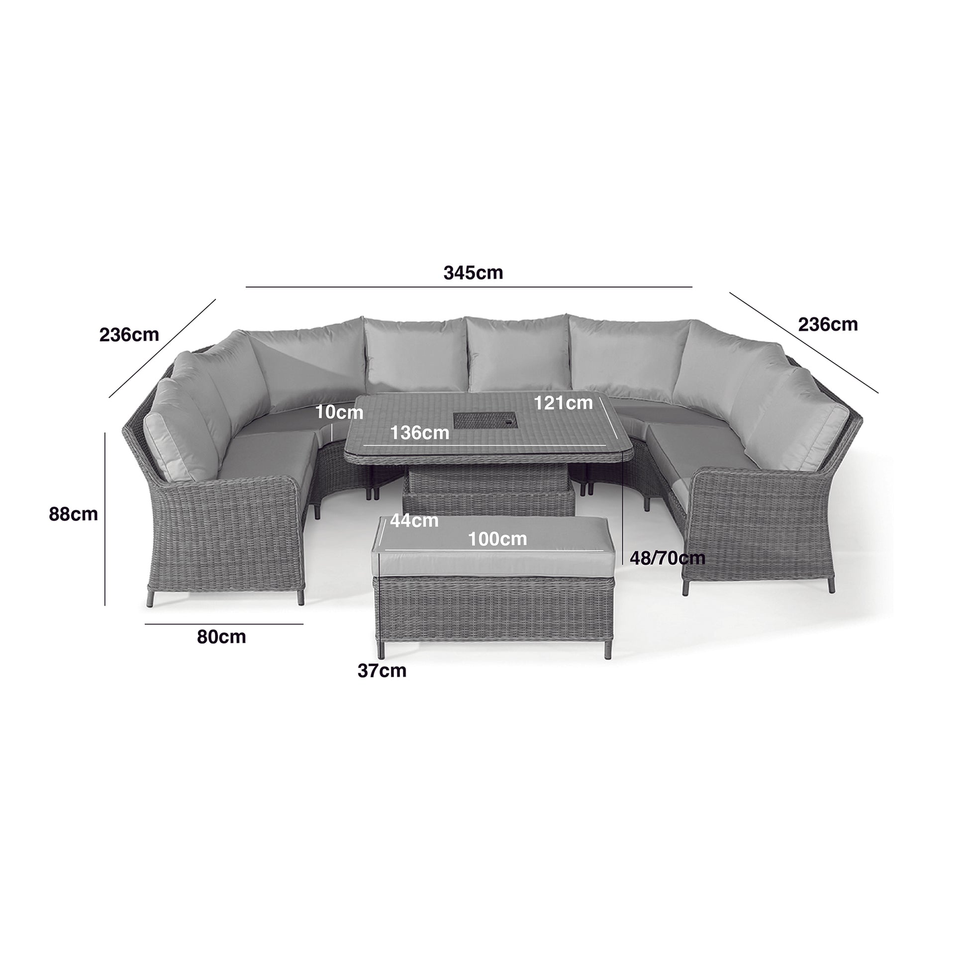 Maze - Winchester Royal U-Shaped Rattan Sofa Set with Rising Table - Blythe Living