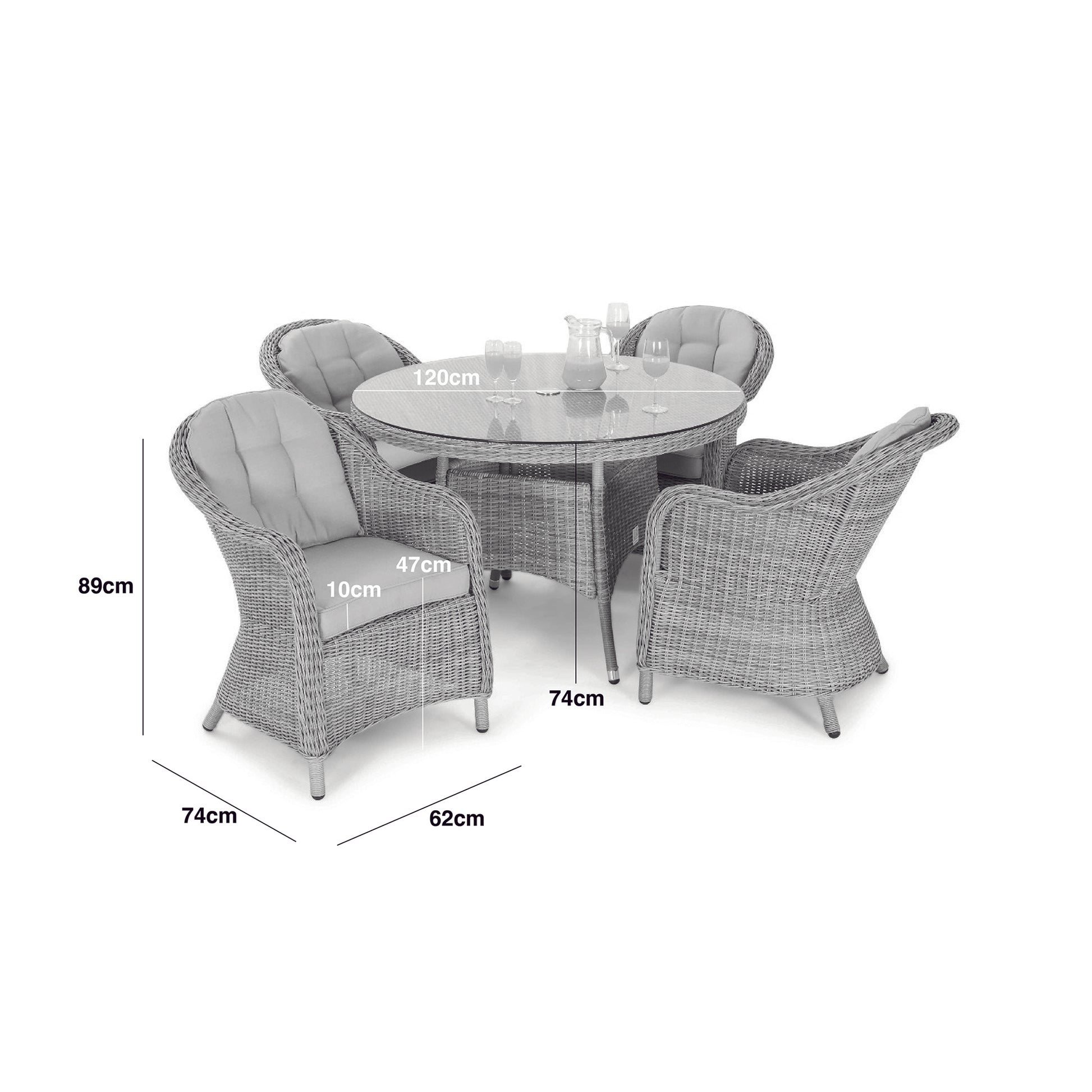 Maze - Oxford Heritage 4 Seat Round Rattan Dining Set - Blythe Living