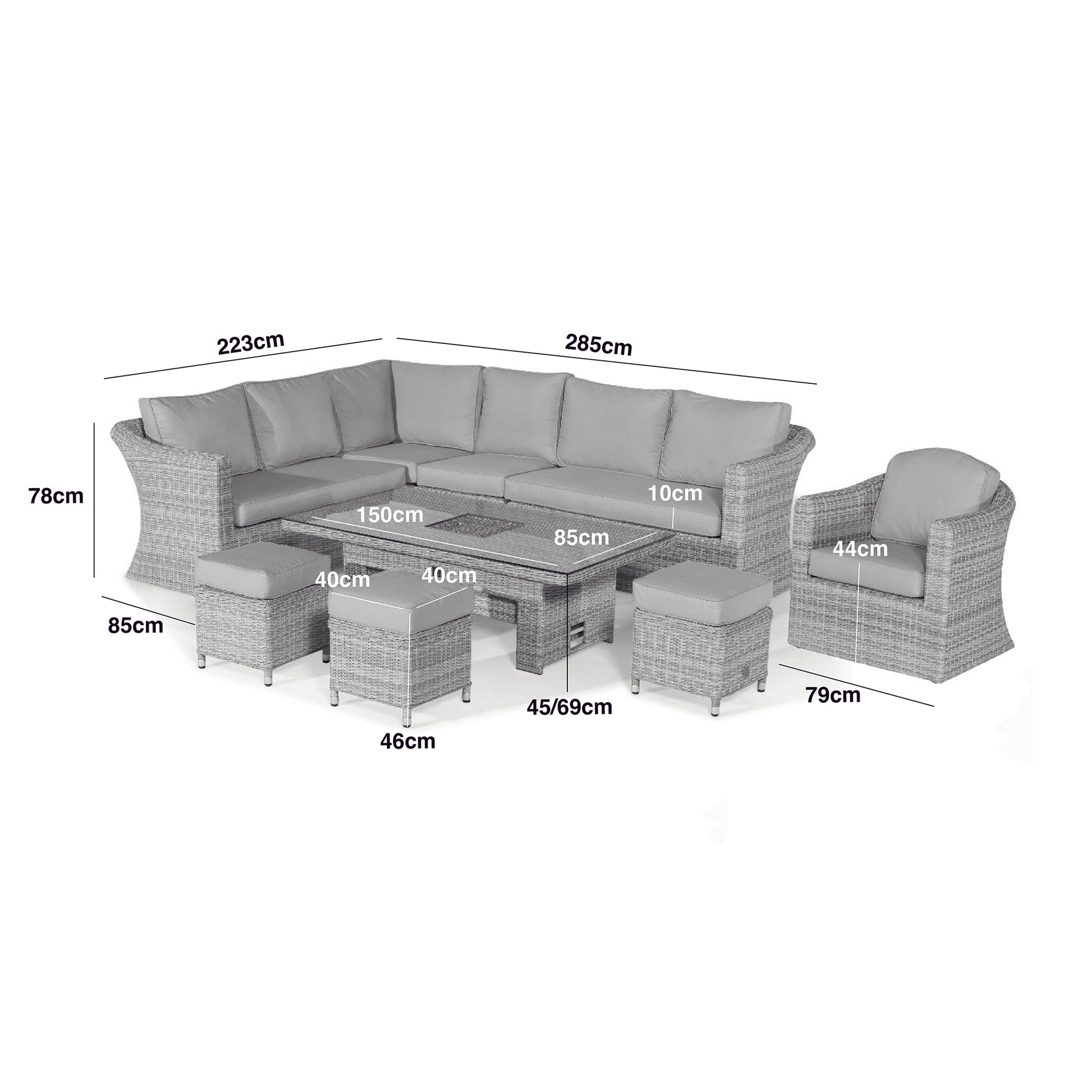 Maze - Oxford Deluxe Large Rattan Corner Dining Set with Rising Table & Armchair - Blythe Living