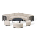 Maze - Outdoor Fabric Ibiza Small Corner Sofa Set with Round Coffee Table & 3 Footstools - Oatmeal - Blythe Living