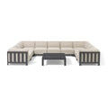 Maze - Outdoor Fabric Ibiza U Shape Sofa Set with Square Coffee Table - Oatmeal - Blythe Living