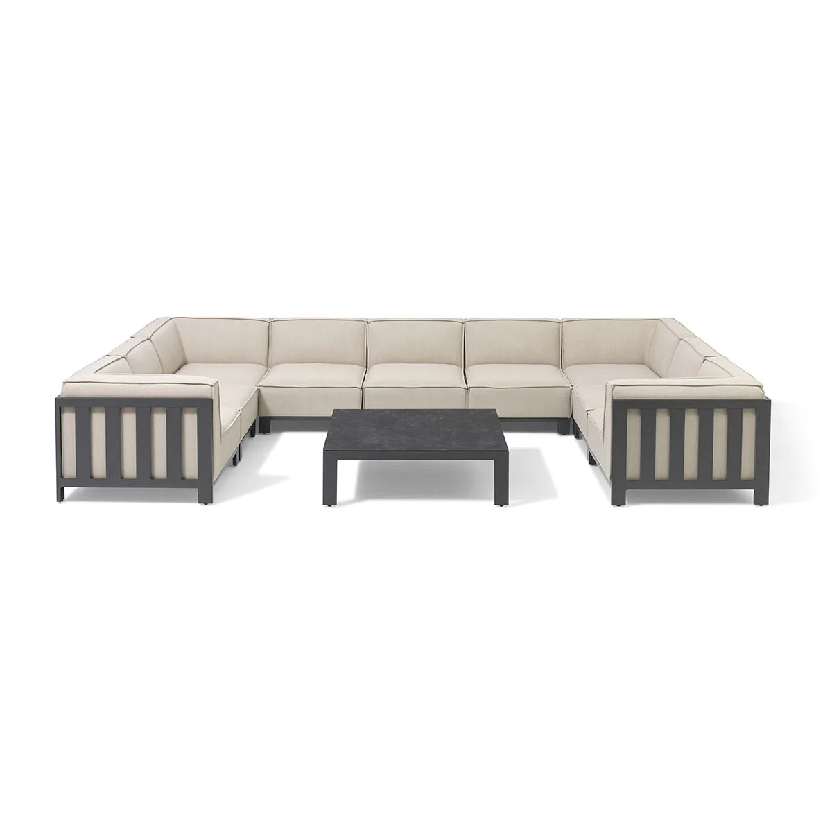 Maze - Outdoor Fabric Ibiza U Shape Sofa Set with Square Coffee Table - Oatmeal - Blythe Living
