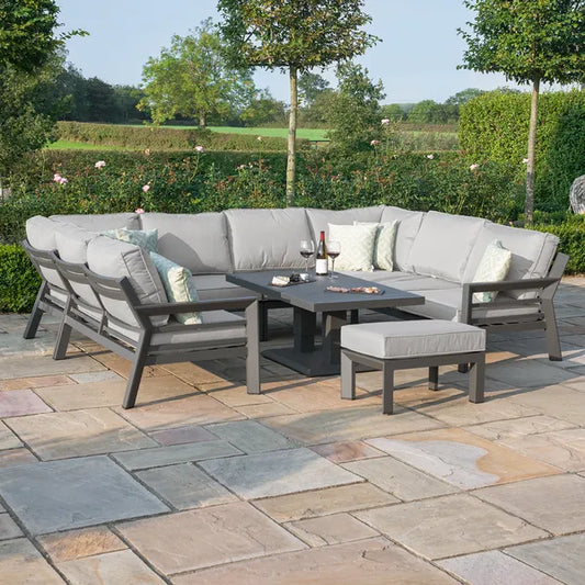 Maze - New York U-Shaped Aluminium Sofa Set
with Rising Table - Dove Grey - Blythe Living
