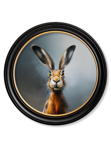A Curious Hare - Oxford Round Frame