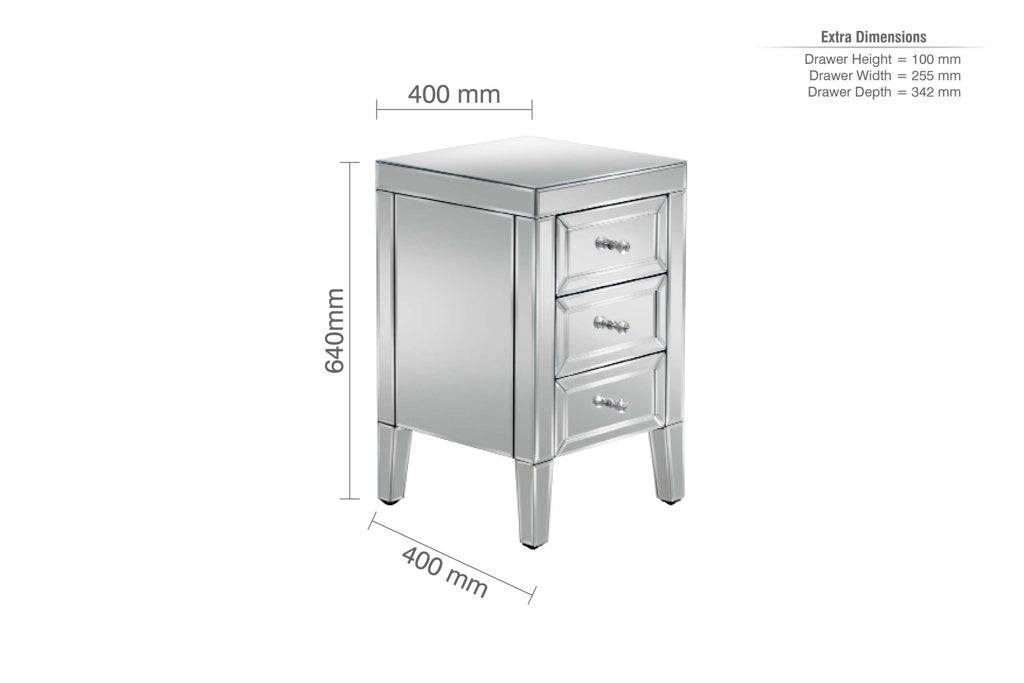 Affordable Valencia 3 Drawer Bedside
