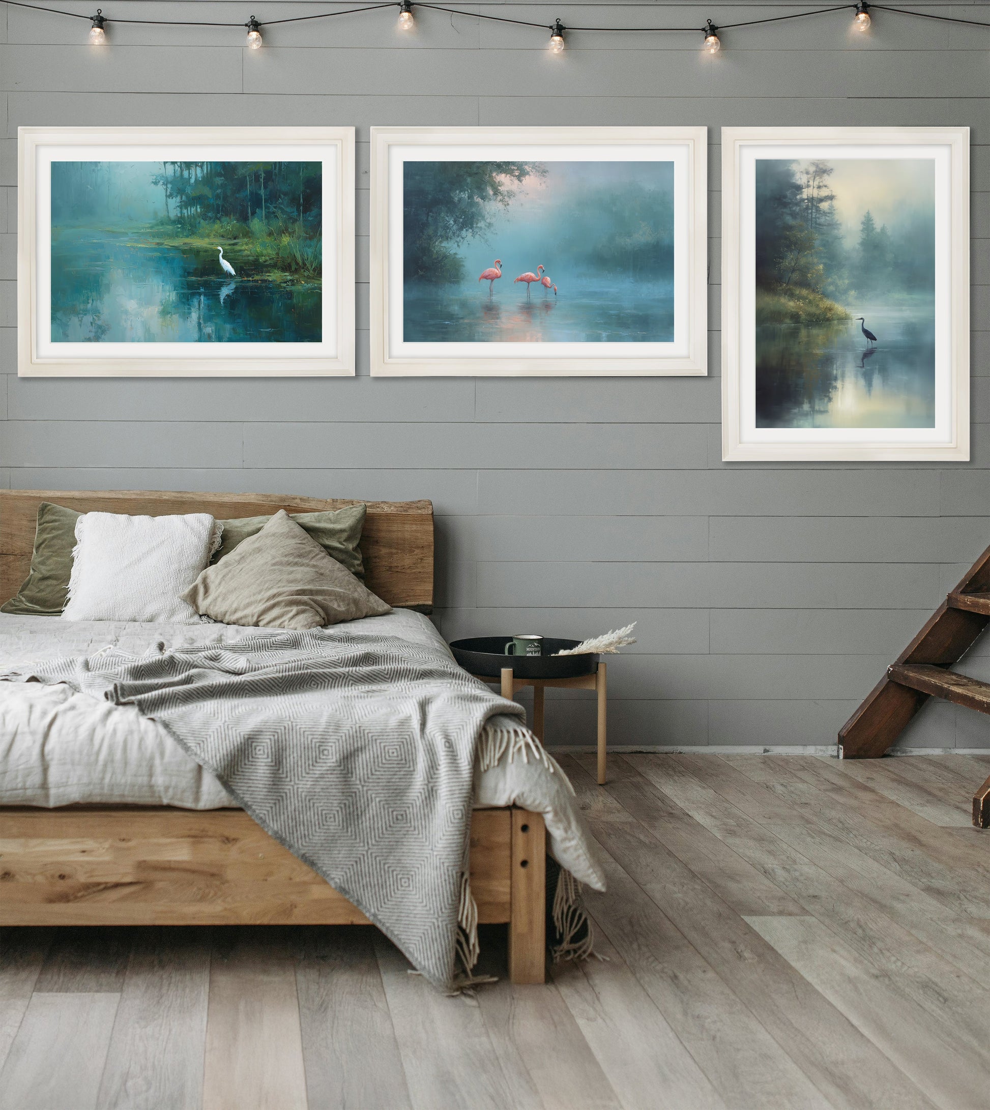 Misty Lake Great Egret - Cream Hurstwood Frame - Blythe Living