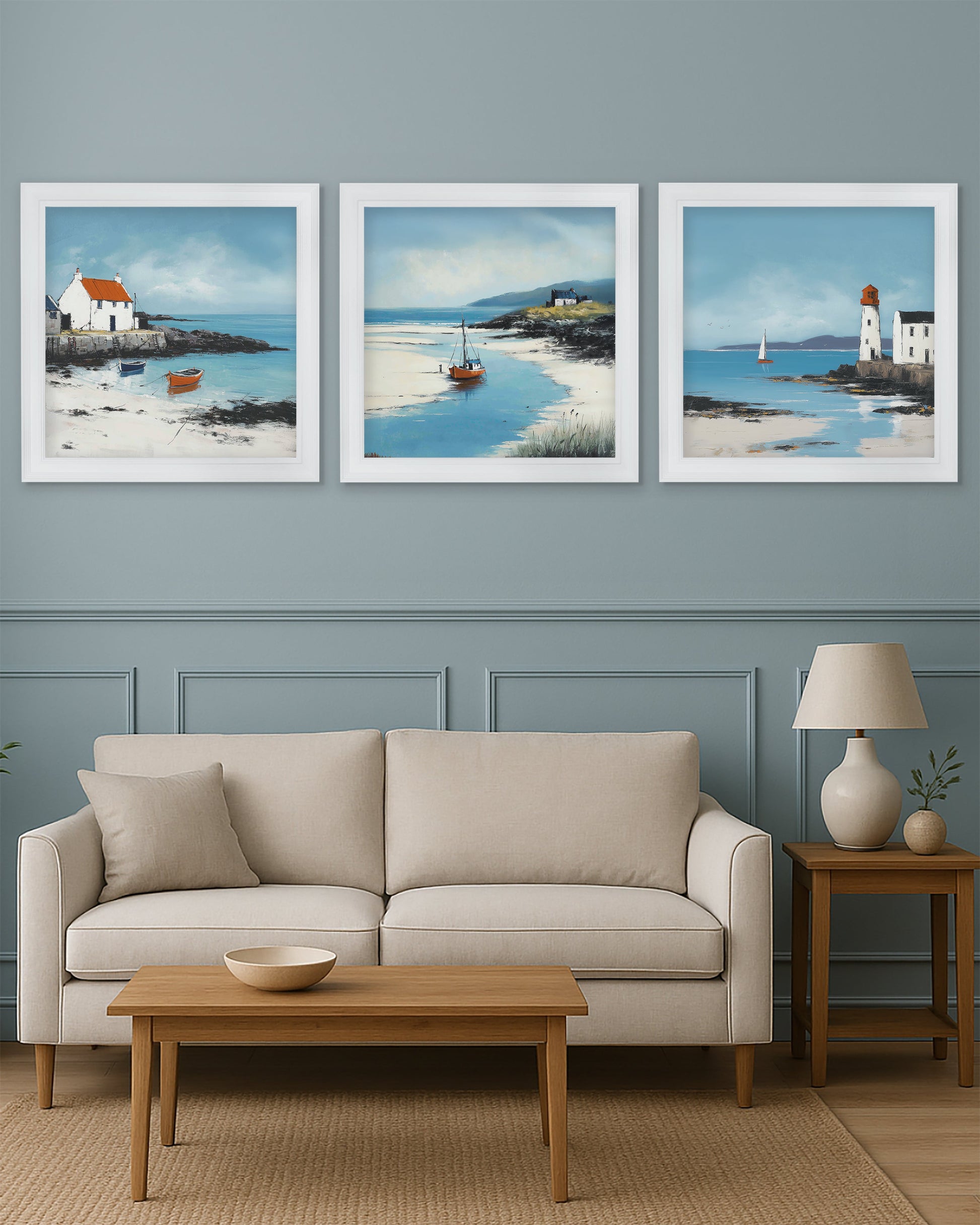 The Coastal Boat - White Hurstwood Square Frame - Blythe Living
