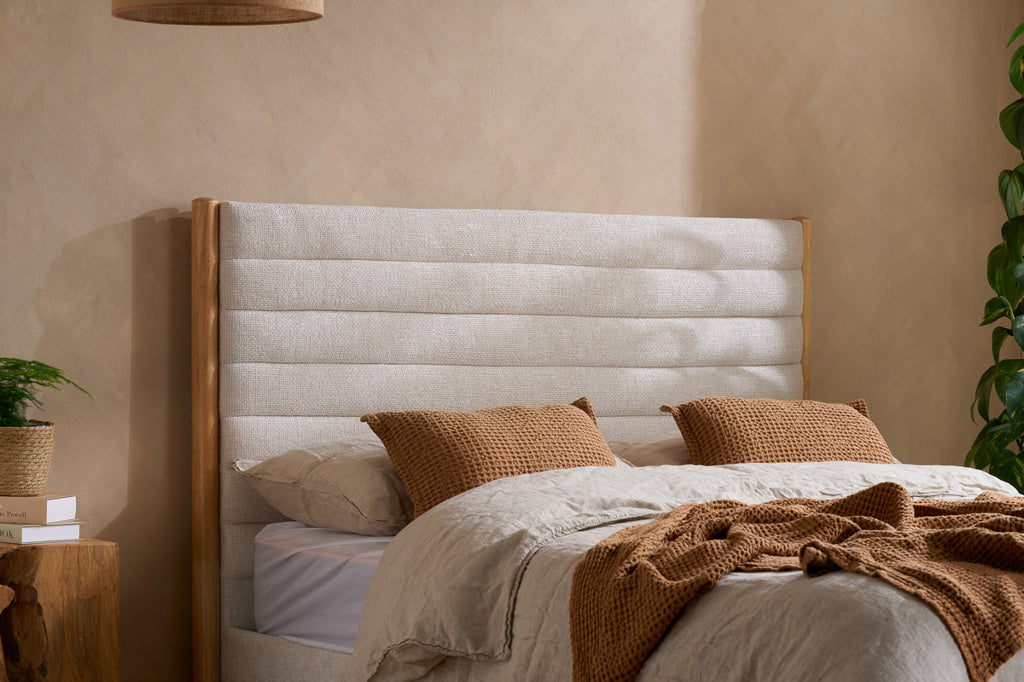 Arabella Upholstered Soft Velvet Metal Cream Bed Frame