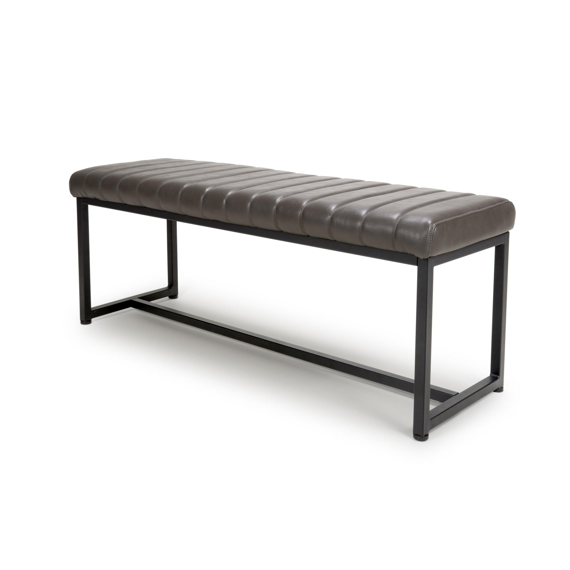 Archer Leather Effect Grey Bench British industrial upholstered bench for sale online
