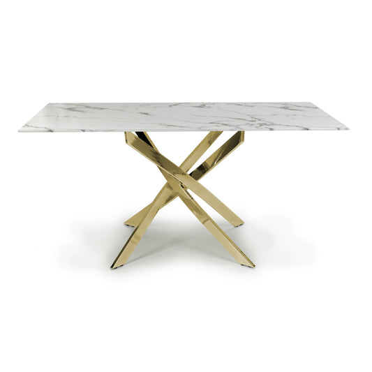 Astoria Medium 1.6m White/Gold Dining Table