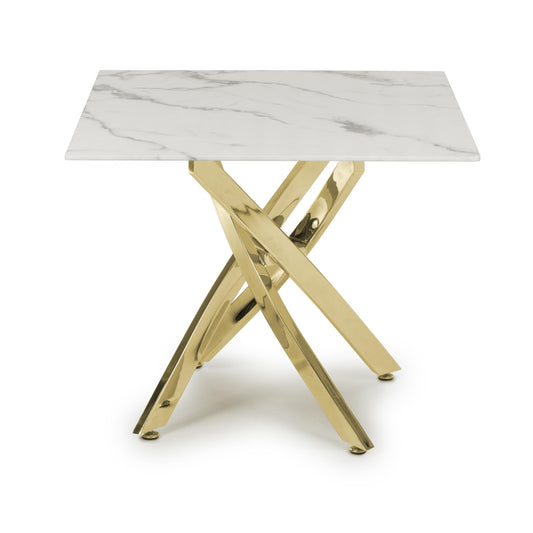 Astoria Square White/Gold End Table