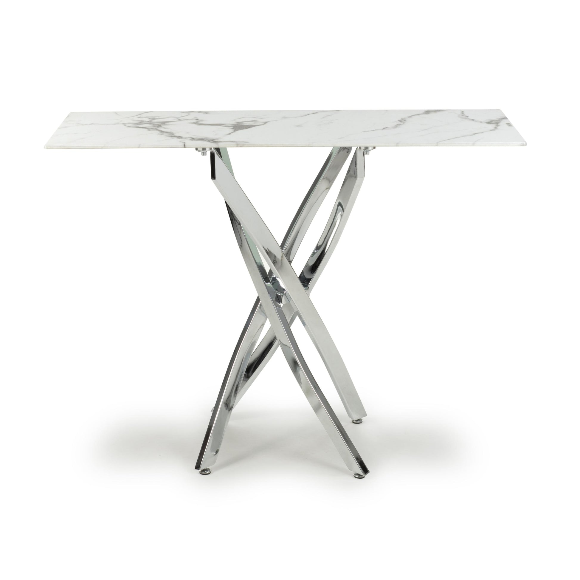 Astoria White/Chrome Console Table