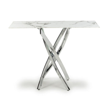 Astoria White/Chrome Console Table